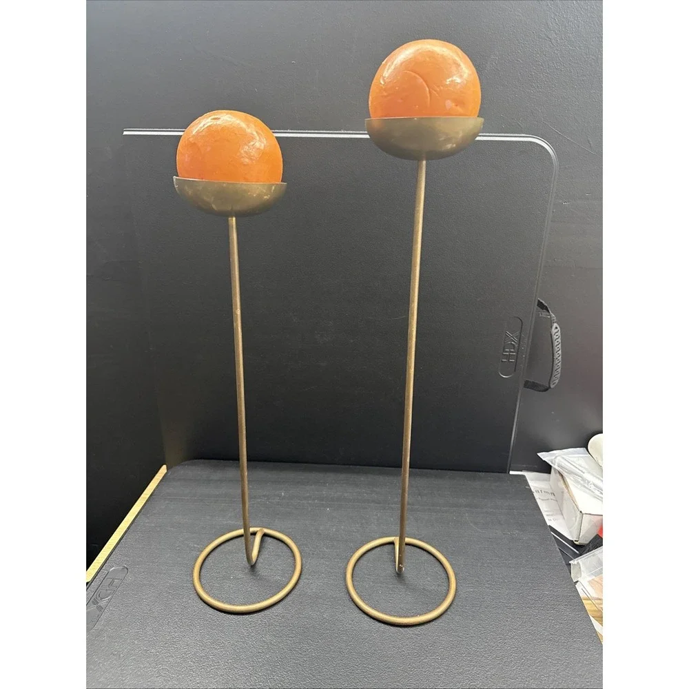 Set Of Two Vintage Mid Century Swedish Brass Candle Holders